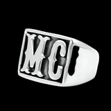 Men's Silver Gold Motorcycle Ring with HD MC Details in Gold Silver Dark Silver